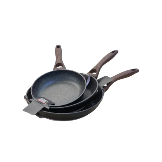 Cookware Set Granite Frying Pan Set | 3 Sizes | Black - Black Cookware Set Granite Frying Pan Set | 3 Sizes | Black - Black