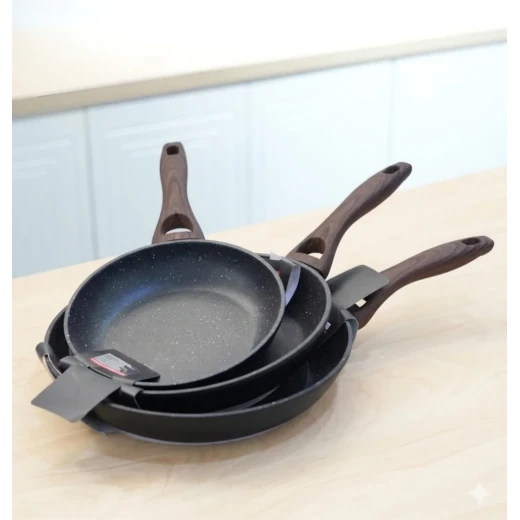 Cookware Set Granite Frying Pan Set | 3 Sizes | Black - Black - Cookware Set - Image 2