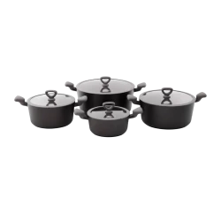 Granite Cookware Set | RET Model | 8 Pieces | Black - Black