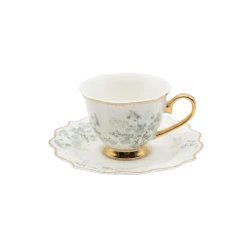 Royal Milano Tea Cups with Foot | Set 6 Pieces | Green lily