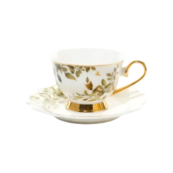 Royal Victoria Tea Cups with Foot | Set 6 Pieces | Olive