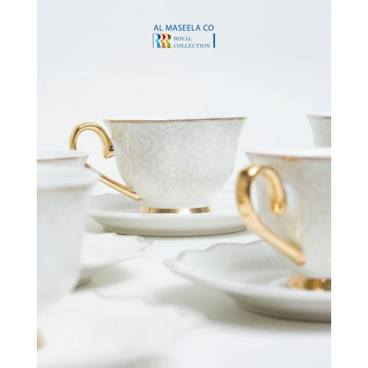 Royal Victoria Tea Cups with Foot | Set 6 Pieces | Velvet - Victoria - Image 2