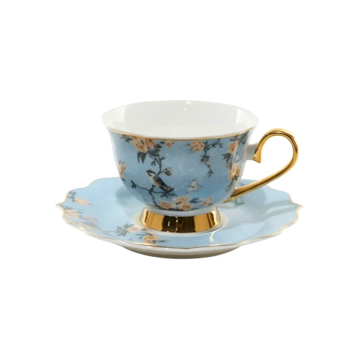 Royal Victoria Tea Cups with Foot | Set 6 Pieces | English Rose Royal Victoria Tea Cups with Foot | Set 6 Pieces | English Rose