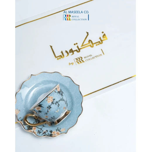 Royal Victoria Tea Cups with Foot | Set 6 Pieces | English Rose - Victoria - Image 2