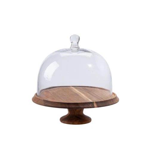 Cake Stand with Glass Dome & Wooden Base Cake Stand with Glass Dome & Wooden Base