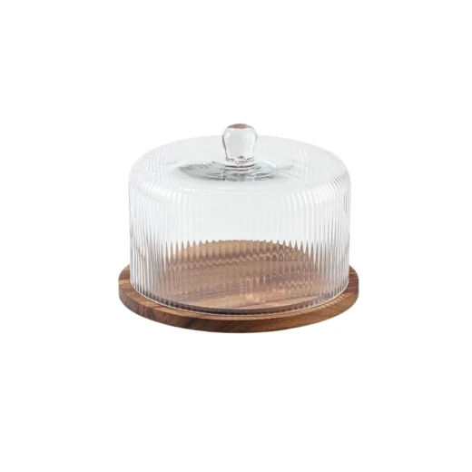 Cake Stand with Glass Dome & Wooden Base Cake Stand with Glass Dome & Wooden Base