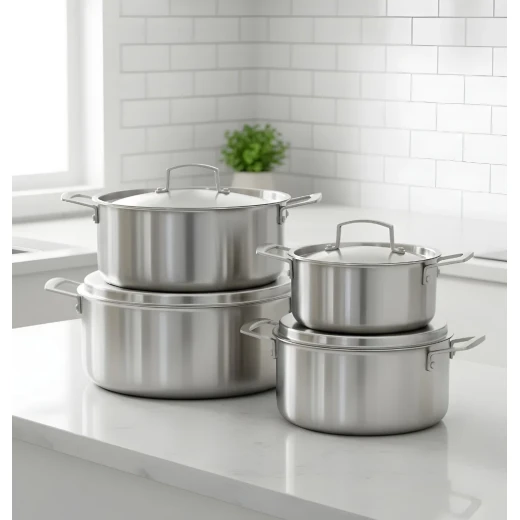 Royal Cookware Set | Stainless Steel | 8 Pieces - Silver - Cookware Set - Image 2