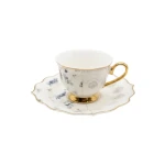 Royal Milano Tea Cups with Foot | Set 6 Pieces | Blue Slip - Milano