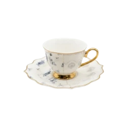 Royal Milano Tea Cups with Foot | Set 6 Pieces | Blue Slip