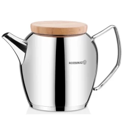 Korkmaz Montana Stainless Steel 2.3L Teapot with Wooden Lid for All Stovetops