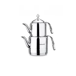 Korkmaz Çintemani Stainless Steel Teapot Set 2 Liter A211 Beige with Ergonomic Handles