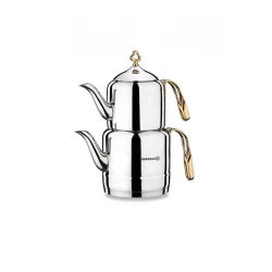 Korkmaz Çintemani Gold Teapot Set 2 Liter Stainless Steel Induction Base