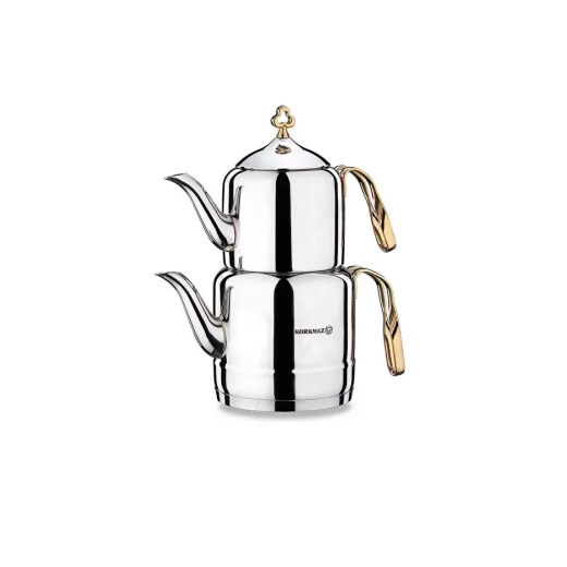 Korkmaz Çintemani Gold Teapot Set 2 Liter Stainless Steel Induction Base Korkmaz Çintemani Gold Teapot Set 2 Liter Stainless Steel Induction Base