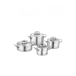 Korkmaz Proline 8 Piece Stainless Steel Cookware Set with Super Capsule Base and Ergonomic Handles