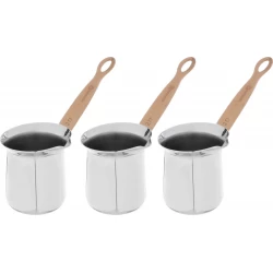 Korkmaz Turkish Coffee Pot Set 3 Pieces Stainless Steel Gold 2 3 4 Cup Capacity