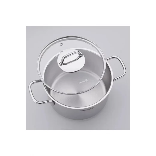 قدر قصير كوركماز بيرلا 22x6 سم بقاعدة كبسولة فائقة وغطاء زجاجي - كوركماز - Image 2