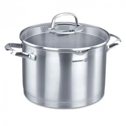 Korkmaz STEAMA Saucepan 16 cm 1.6 L Stainless Steel with Tempered Glass Lid Induction Compatible