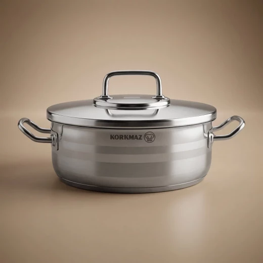 Korkmaz Astra 2 Stainless Steel Pot with Lid 6 Liters 28 cm Silver Cookware for Home and Professional Kitchens Korkmaz Astra 2 Stainless Steel Pot with Lid 6 Liters 28 cm Silver Cookware for Home and Professional Kitchens