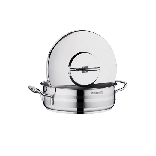 Korkmaz Astra2 Low Casserole Dish 32x13 cm 10.25 Liter Stainless Steel with Super Thermo Base Korkmaz Astra2 Low Casserole Dish 32x13 cm 10.25 Liter Stainless Steel with Super Thermo Base