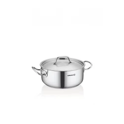 Korkmaz Proline Gastro 28x12 cm Short Casserole Pot Stainless Steel Induction Compatible Gray