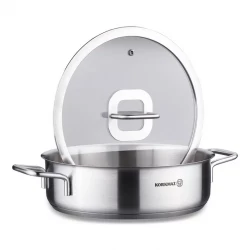 Korkmaz Stella 24x7 cm Stainless Steel Pot with Lid 3.1 Liter Capacity Grey