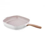 Korkmaz Gusto Ceramic Grill Pan Beige 28x28 cm Non-Stick Eco-Friendly Cooking - Korkmaz
