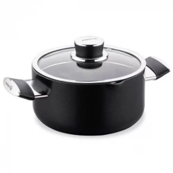 Korkmaz LENA Ceramic Coated Stock Pot 28x14.5 cm 8.5 Liter Black Induction Compatible