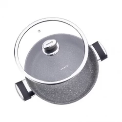 Korkmaz Palma Low Casserole 28cm 4L with Non-Stick PTFE Coating and Induction Compatibility