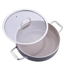 Korkmaz Boena 26x7.5 cm Short Pot Black Ceramic Coating Non-Stick 3.5 Liter Capacity