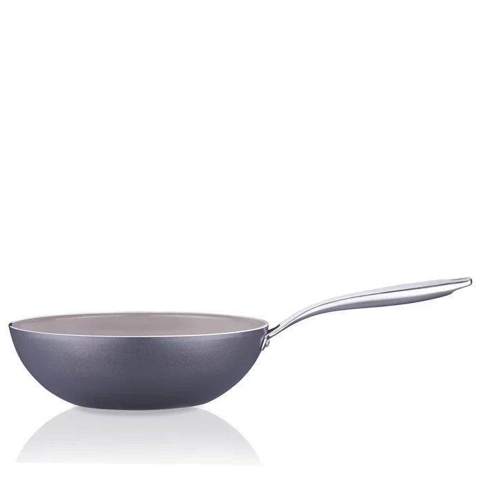 Korkmaz Boena 28x8.3 cm Wok Pan Ceramic Coating Non-Stick Smoke - Korkmaz