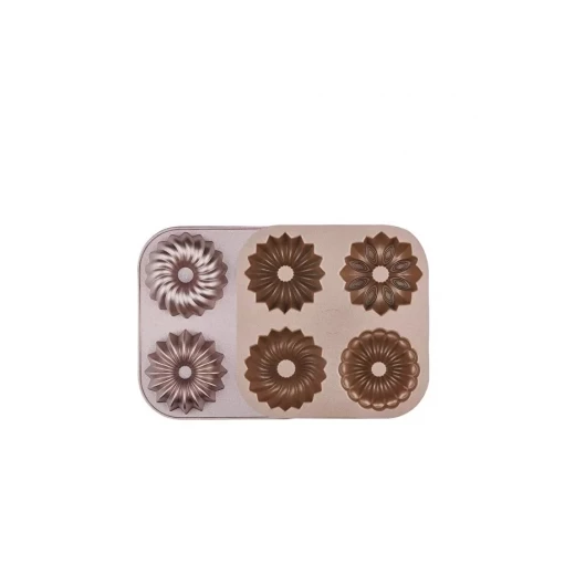 Korkmaz Pasty 4-Cavity Muffin Mold Aluminum Non-Stick Metallic 1000ml Capacity - Korkmaz - Image 4