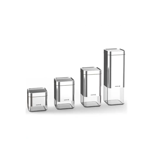 Korkmaz Stora Satin 4 Piece Glass Storage Set with Stainless Steel Lids 500ml 750ml 1250ml 2000ml Korkmaz Stora Satin 4 Piece Glass Storage Set with Stainless Steel Lids 500ml 750ml 1250ml 2000ml