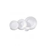 Korkmaz 8379 Perla Collection 60 Piece 12 Person Round Porcelain Dinnerware Set White - Korkmaz