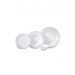 Korkmaz 8379 Perla Collection 60 Piece 12 Person Round Porcelain Dinnerware Set White