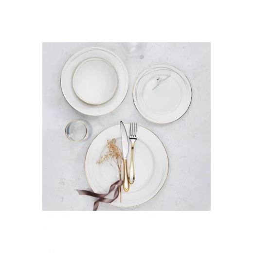 Korkmaz 8379 Perla Collection 60 Piece 12 Person Round Porcelain Dinnerware Set White - Korkmaz - Image 2