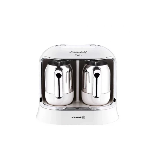 Korkmaz Kahvekolik Twin Coffee Machine Vanilla Chrome A861-08 for Traditional Turkish Coffee with Thermo Balance Technology Korkmaz Kahvekolik Twin Coffee Machine Vanilla Chrome A861-08 for Traditional Turkish Coffee with Thermo Balance Technology