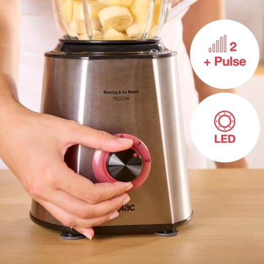 سولاك بيوتي آند بيست 1500 واط 1.5 لتر خلاط طعام احترافي من الزجاج بشفرات ستانلس ستيل 6 شفرنساوي - سولاك - Image 4