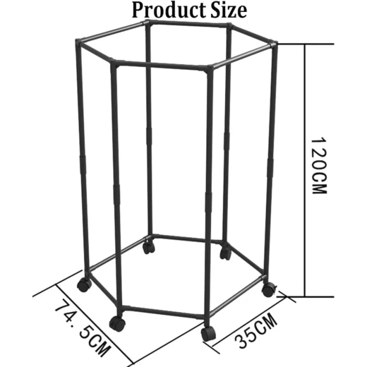 Hexagonal Rotating Clothes Rack with Wheels, Practical Mobile Garment Organizer for Hanging and Storing Clothes, Space-Saving Design for Bedroom or Dressing Room - Image 5