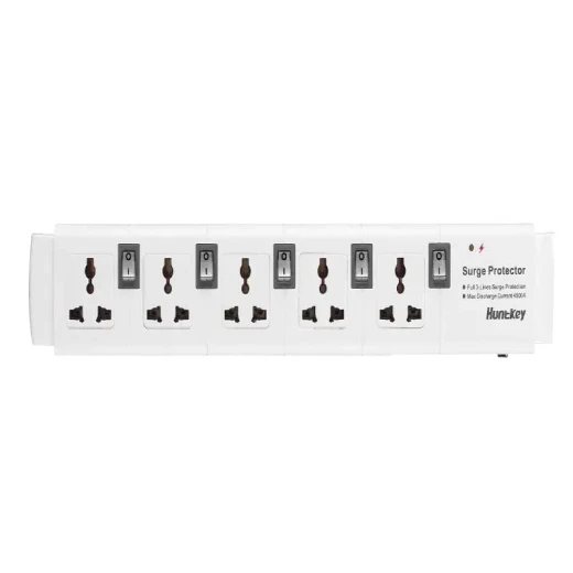 Huntkey SZC502 Universal Power Adapter with 5 Global Sockets, 2500W, White, Independent Switches, Built-In Overcurrent and Overload Protection, Ideal for Home and Office Use - Huntkey - Image 3