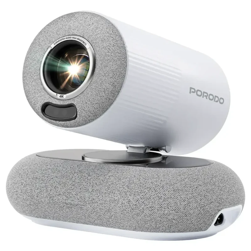 بروجكتور Porodo Lumacast ذكي Full HD  جهاز عرض منزلي محمول بدقة عالية، بروجيكتور للأفلام والفيديو والألعاب والعروض - بورودو