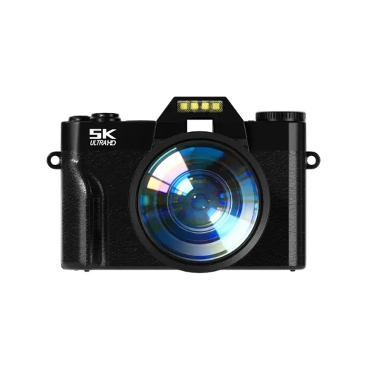 جي بي تي R10 كاميرا رقمية 75 ميجابكسل 4K فيديو شاشة دوارة 3 بوصة 180 درجة واي فاي مدمج تقريب 16X بطاريتان قابلتان لإعادة الشحن بطاقة ذاكرة 64 جيجابايت أسود - جي بي تي - Image 2