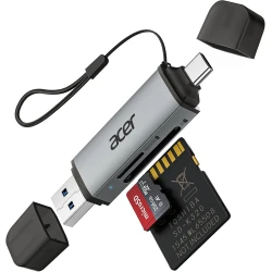 آيسر قارئ بطاقات USB C مزدوج الفتحات USB Type C إلى محول بطاقات Micro SD