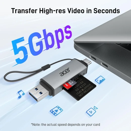 آيسر قارئ بطاقات USB C مزدوج الفتحات USB Type C إلى محول بطاقات Micro SD - ايسر - Image 2