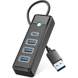 محول IETOP TU-359 USB 3.2 Gen1 Hub متعدد المنافذ، USB-C وUSB-A مع منفذ شحن USB-C، نقل بيانات عالي السرعة، تصميم أسود متين وعملي