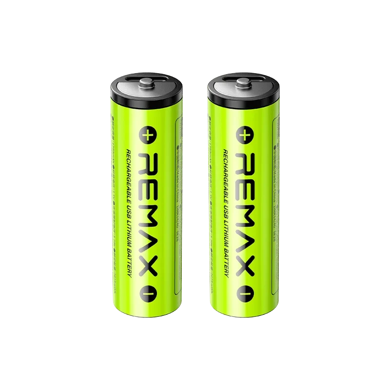 بطاريات ريماكس New Energy AA ليثيوم قابلة لإعادة الشحن عبر USB-C، سعة 3071mWh، جهد 1.5V، عبوة 2 بطارية، أكثر من 1000 دورة شحن - ريماكس