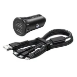 REMAX Vanguard Series 2.4A Dual USB Car Charger with 3-in-1 Charging Cable - Remax