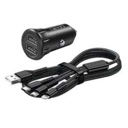ريماكس شاحن سيارة فانجارد مزدوج USB 2.4A مع كابل شحن 3 في 1