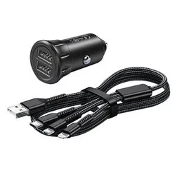 REMAX Vanguard Series 2.4A Dual USB Car Charger with 3-in-1 Charging Cable - Remax - Image 2