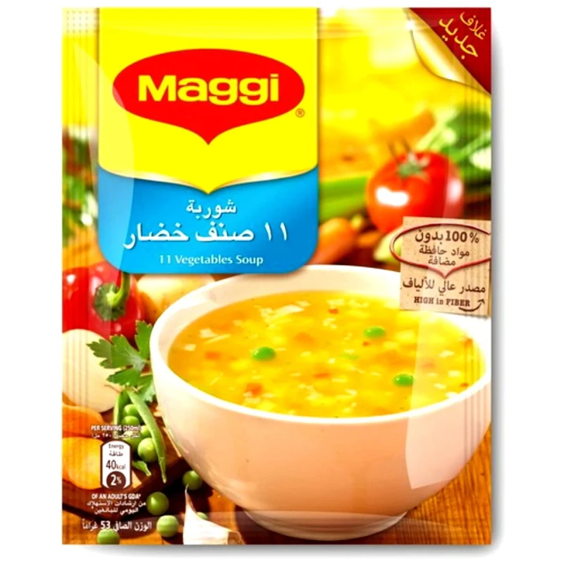 شوربة 11 صنف خضار من ماجي (53 غرام) - مزيج شهي وغني بالخضار الطبيعية والأعشاب، وجبة دافئة ولذيذة سهلة وسريعة التحضير لجميع أفراد العائلة - ماجي