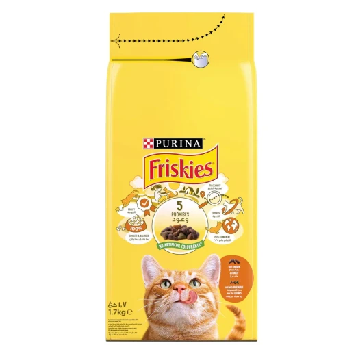 بوراينا فريسكس طعام قطط جاف بالدجاج والخضروات 1.7 كجم - Purina Friskies - Image 3